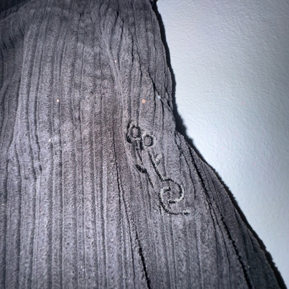 Thick corduroy cropped pants loose black - Picture 6 of 7